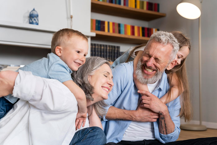 Happy family moment with aunt and kids, showing strong bond despite challenges with new wife and late wife issues.