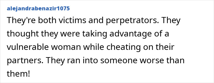 Screenshot of a social media comment discussing victims and perpetrators related to the viral predator Sister Hong case. Screenshot of a social media comment discussing victims and perpetrators related to the viral predator Sister Hong case.