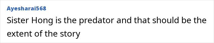Comment text about Sister Hong being the predator, related to viral predator secretly filming intimate encounters. Comment text about Sister Hong being the predator, related to viral predator secretly filming intimate encounters.