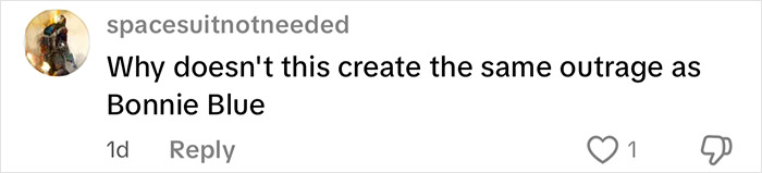 Comment on social media questioning the different reactions to viral predator Sister Hong compared to Bonnie Blue. Comment on social media questioning the different reactions to viral predator Sister Hong compared to Bonnie Blue.