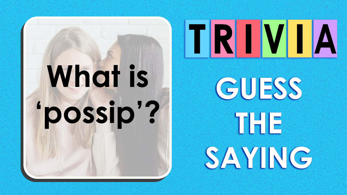 Two women whispering with text asking to guess the meaning of viral Urban Dictionary entries in a trivia format.