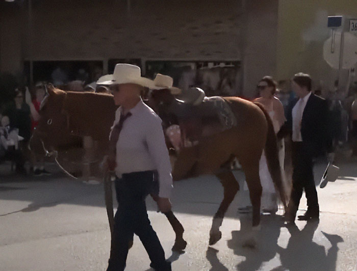Horse walks behind hearse during 8-year-old's funeral, carrying her tiny hat and boots in a somber procession. Horse walks behind hearse during 8-year-old's funeral, carrying her tiny hat and boots in a somber procession.