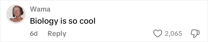 Comment by Wama saying Biology is so cool, with 2,065 likes, highlighting intersex woman with XY chromosome discussion. Comment by Wama saying Biology is so cool, with 2,065 likes, highlighting intersex woman with XY chromosome discussion.