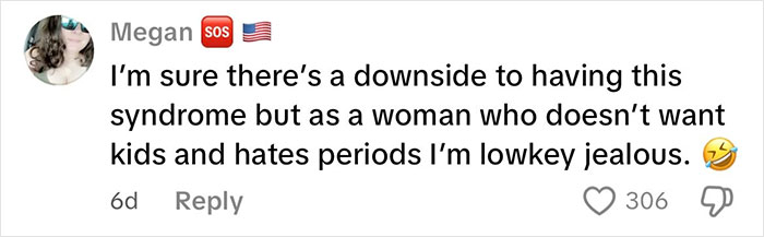 Comment from intersex woman with XY chromosome expressing mixed feelings about her condition and experiences with periods. Comment from intersex woman with XY chromosome expressing mixed feelings about her condition and experiences with periods.