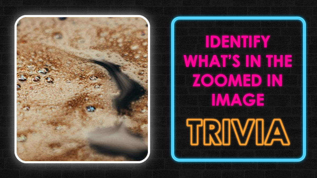 Zoomed-in view of an everyday object with bubbles and foam for identify trivia challenge.