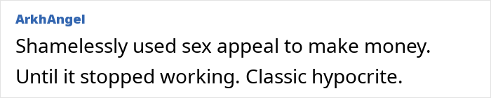 Screenshot of online comment criticizing exploitative use of sex appeal, related to Christina Aguilera Ozempic diet speculation. Screenshot of online comment criticizing exploitative use of sex appeal, related to Christina Aguilera Ozempic diet speculation.