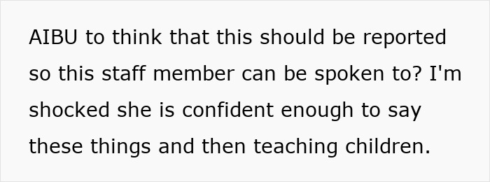 Text on white background expressing concern over reporting a staff member revealing racist thoughts during unconscious bias training.
