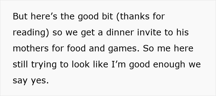 Text excerpt showing someone reflecting on trying to appear good enough after getting a dinner invite from his mother. Text excerpt showing someone reflecting on trying to appear good enough after getting a dinner invite from his mother.