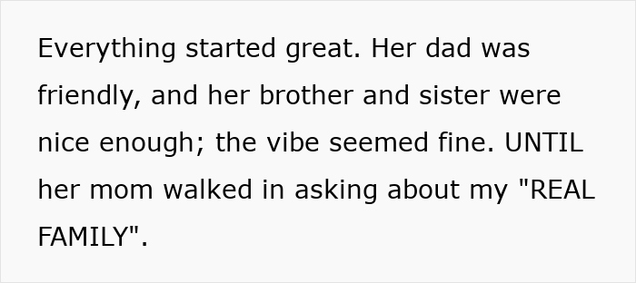 Text excerpt describing a dinner that ends in chaos after a racist mom insults her daughter’s girlfriend’s black parents. Text excerpt describing a dinner that ends in chaos after a racist mom insults her daughter’s girlfriend’s black parents.