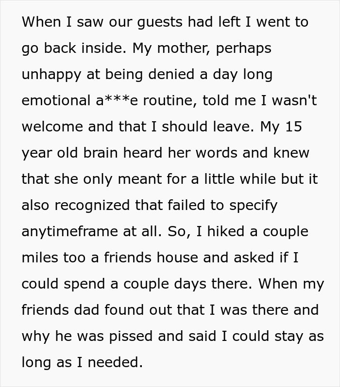Text excerpt showing a teen son told to leave home by mom, highlighting regret and life falling apart afterward. Text excerpt showing a teen son told to leave home by mom, highlighting regret and life falling apart afterward.