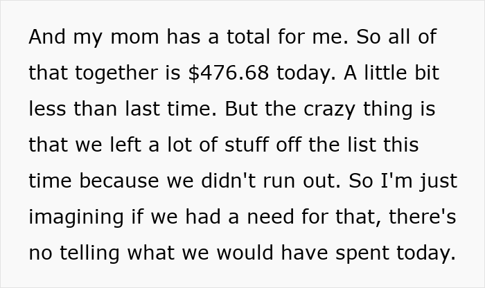 Receipt showing a total of $476.68 from an American family grocery haul with some items left off the list. Receipt showing a total of $476.68 from an American family grocery haul with some items left off the list.