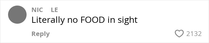 Comment saying literally no food in sight on a social media post about an American family grocery haul. Comment saying literally no food in sight on a social media post about an American family grocery haul.