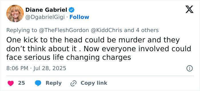 Tweet discussing serious charges faced after a violent Cincinnati brawl where a mom was brutally punched and knocked out. Tweet discussing serious charges faced after a violent Cincinnati brawl where a mom was brutally punched and knocked out.