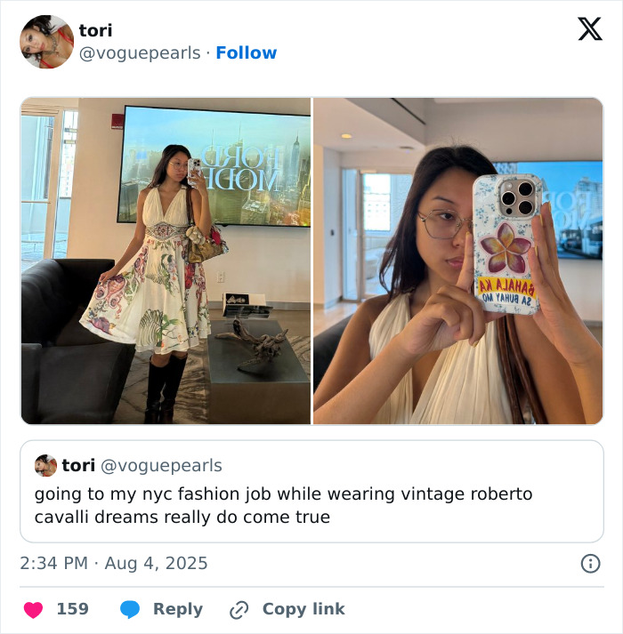 Young Gen Z worker taking mirror selfies, wearing a floral dress and boots, highlighting office dress code debate online. Young Gen Z worker taking mirror selfies, wearing a floral dress and boots, highlighting office dress code debate online.