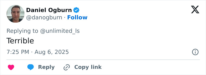 Screenshot of a tweet by Daniel Ogburn responding with the word terrible about a heartbreaking final phone call before a horrific explosion. Screenshot of a tweet by Daniel Ogburn responding with the word terrible about a heartbreaking final phone call before a horrific explosion.