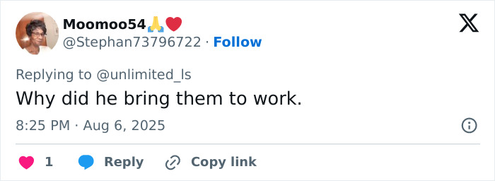 Screenshot of a Twitter reply questioning why the man brought his daughters to work before the horrific explosion. Screenshot of a Twitter reply questioning why the man brought his daughters to work before the horrific explosion.