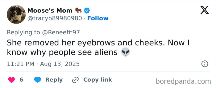 Social media user comments on trend of not having eyebrows, mentioning alien-like appearance and viral Miley Cyrus Gucci pic. Social media user comments on trend of not having eyebrows, mentioning alien-like appearance and viral Miley Cyrus Gucci pic.