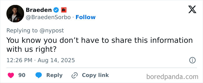 Screenshot of a social media reply questioning the need to share a story about a woman leaving a tampon inside for a month. Screenshot of a social media reply questioning the need to share a story about a woman leaving a tampon inside for a month.