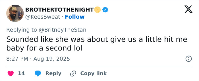 Screenshot of a Twitter reply expressing concern over Britney Spears’ wild video in a messy house. Screenshot of a Twitter reply expressing concern over Britney Spears’ wild video in a messy house.