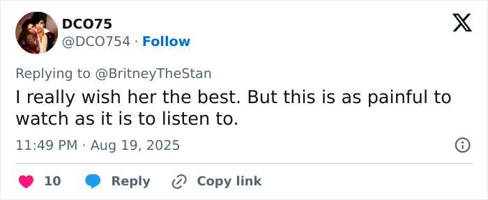 Tweet expressing worry and sympathy for Britney Spears after a wild video showing a messy house sparks major concern. Tweet expressing worry and sympathy for Britney Spears after a wild video showing a messy house sparks major concern.
