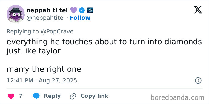 Tweet commenting on Taylor Swift's engagement marketing stunt and Travis Kelce's new ad, with fan reactions included. Tweet commenting on Taylor Swift's engagement marketing stunt and Travis Kelce's new ad, with fan reactions included.