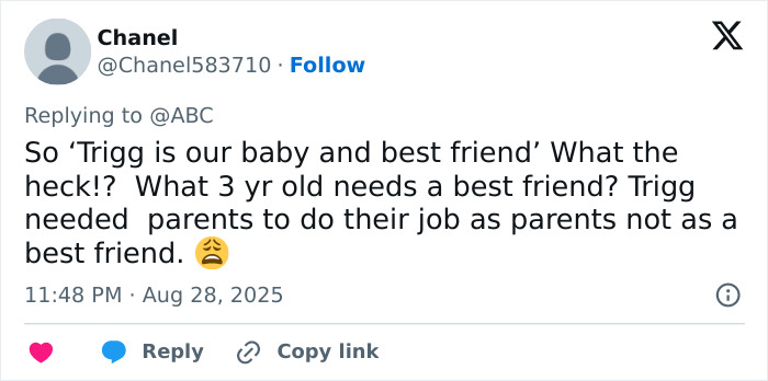 Tweet expressing frustration over a momfluencer taking accountability after 3-year-old's tragic drowning in home pool. Tweet expressing frustration over a momfluencer taking accountability after 3-year-old's tragic drowning in home pool.