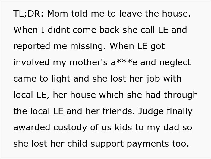 Teen told to leave home by mom who later regrets it after her life falls apart due to neglect and legal issues. Teen told to leave home by mom who later regrets it after her life falls apart due to neglect and legal issues.