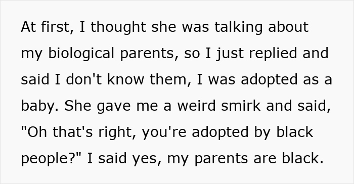 Text conversation screenshot showing a discussion about adopted daughter’s black parents after a racist insult causing chaos. Text conversation screenshot showing a discussion about adopted daughter’s black parents after a racist insult causing chaos.