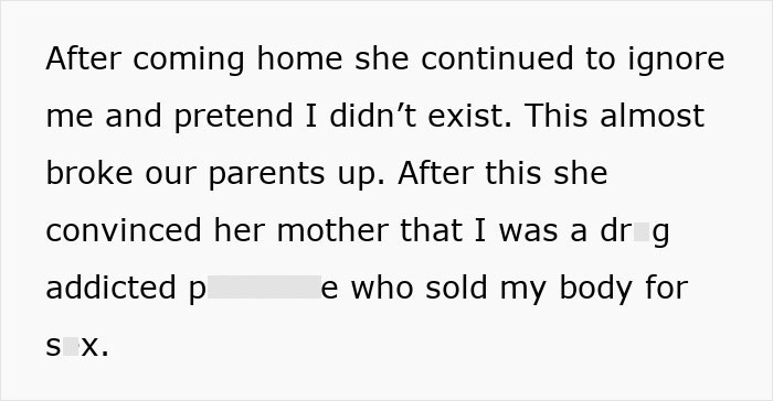Text message excerpt showing conflict where a woman’s old fight with stepsister causes family estrangement years later. Text message excerpt showing conflict where a woman’s old fight with stepsister causes family estrangement years later.