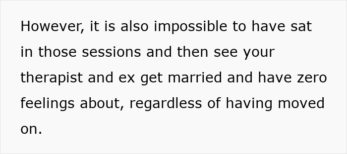 Text discussing the impact of a couple's therapist on a lady's mental health and subsequent marriage to the man. Text discussing the impact of a couple's therapist on a lady's mental health and subsequent marriage to the man.