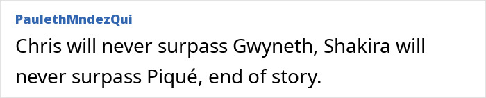 Text comment discussing fans speculating on Shakira and Chris Martin romance after an emotional onstage moment. Text comment discussing fans speculating on Shakira and Chris Martin romance after an emotional onstage moment.