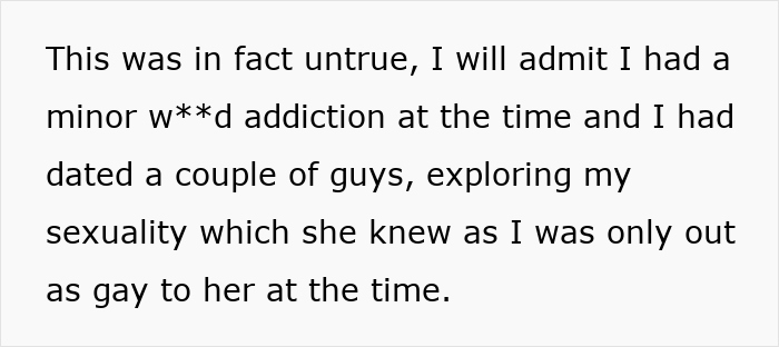 Text excerpt about a woman's old fight with stepsister leading to cutting all ties with her entire family years later. Text excerpt about a woman's old fight with stepsister leading to cutting all ties with her entire family years later.