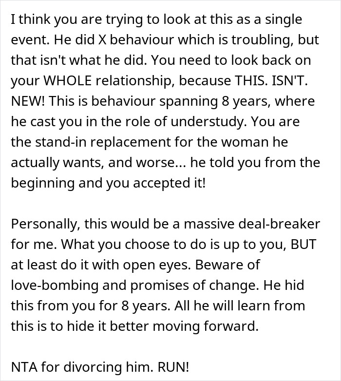 Text message screenshot discussing relationship issues related to divorce and husband's ex, sharing advice and warnings. Text message screenshot discussing relationship issues related to divorce and husband's ex, sharing advice and warnings.