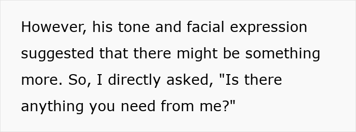 Text excerpt about tone and facial expression indicating something more, mentioning a direct question about needs before PTO. Text excerpt about tone and facial expression indicating something more, mentioning a direct question about needs before PTO.