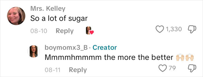 Screenshot of a social media comment thread discussing sugar content in an American family grocery haul. Screenshot of a social media comment thread discussing sugar content in an American family grocery haul.