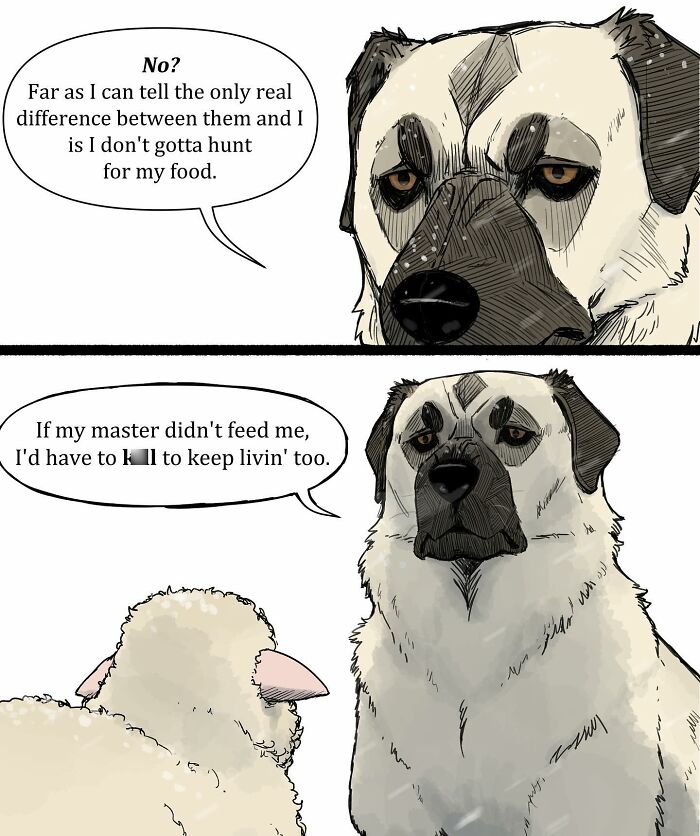 Illustrated comic of a cat and dog in a snowy scene, showcasing Pet Foolery humor and relatable pet moments.