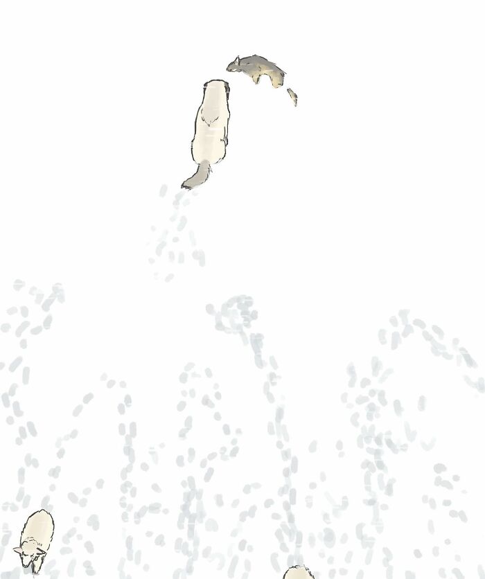 Illustrated comic of a cat and dog in a snowy scene, showcasing Pet Foolery humor and relatable pet moments.