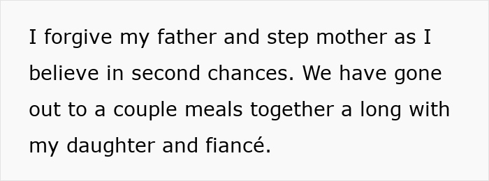 Text excerpt about forgiveness from a woman who cut ties with her entire family after fighting with her stepsister. Text excerpt about forgiveness from a woman who cut ties with her entire family after fighting with her stepsister.