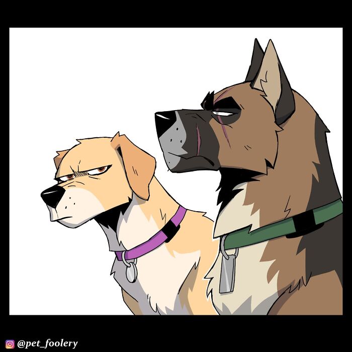 Two dogs in a backyard comic from Pet Foolery, humorously discussing what it's like to be a bat using echo location.