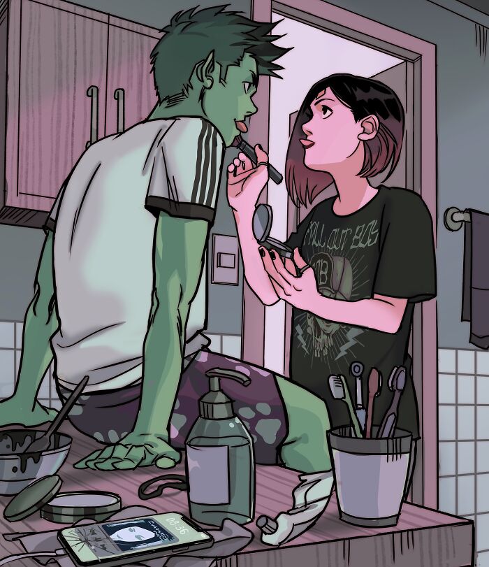 Young woman holding a cat in her room, capturing Gabriel Picolo’s Teen Titans relatable young heroes through visual storytelling.