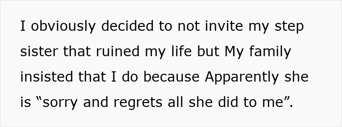 Text on a white background showing a woman’s struggle with her stepsister and family tied to cutting all ties years later. Text on a white background showing a woman’s struggle with her stepsister and family tied to cutting all ties years later.