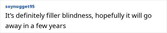 Screenshot of a social media comment discussing filler blindness related to the Love Island face trend. Screenshot of a social media comment discussing filler blindness related to the Love Island face trend.