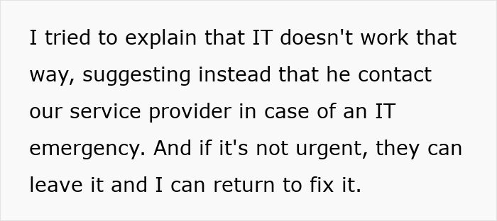 Text excerpt illustrating a guy clapping back with two weeks notice after being expected to teach 12 years of knowledge before PTO. Text excerpt illustrating a guy clapping back with two weeks notice after being expected to teach 12 years of knowledge before PTO.