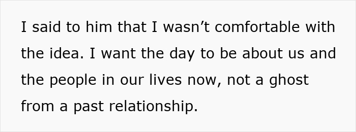Text on a white background discussing discomfort about including a non-biological child in a fiance wedding day celebration. Text on a white background discussing discomfort about including a non-biological child in a fiance wedding day celebration.