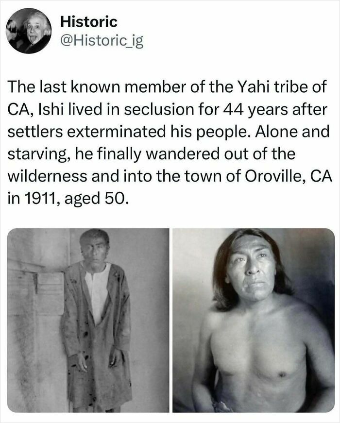 The last known member of the Yahi tribe, Ishi, lived in seclusion for 44 years in historic photos.