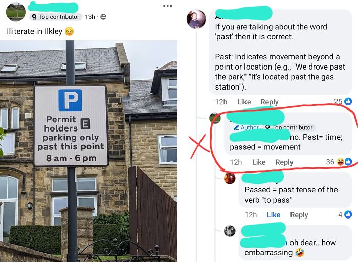 Online group shaming overconfident know-it-alls who incorrectly correct grammar and language usage in public posts