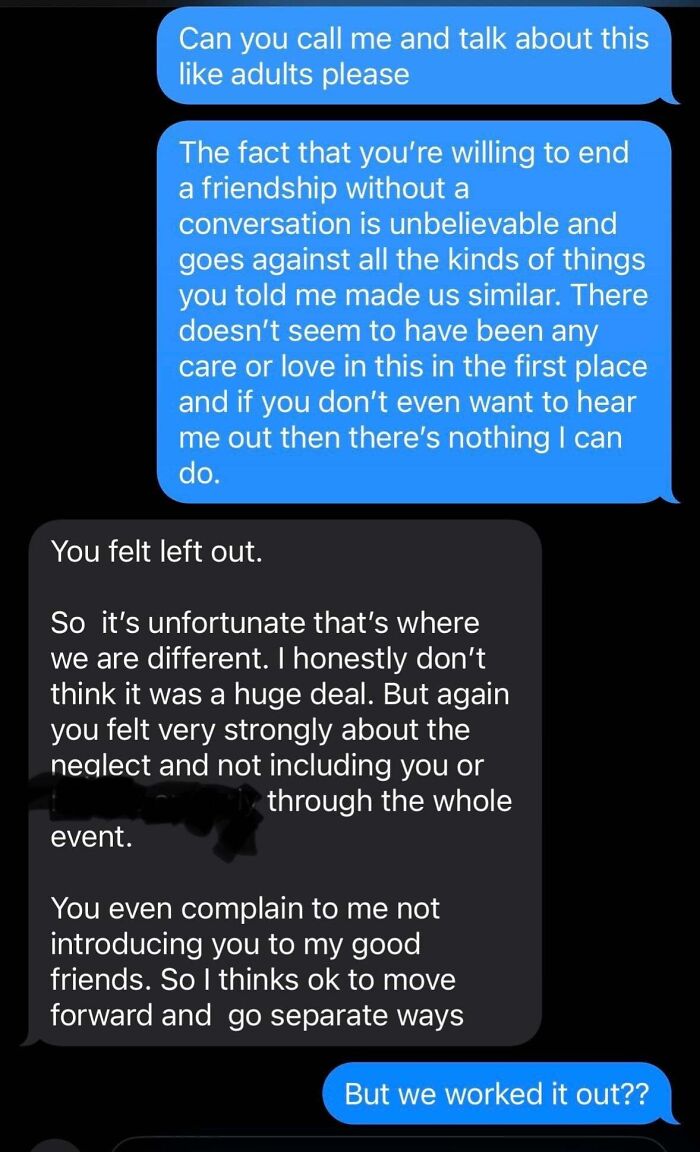 Text message exchange showing conflict and resolution, illustrating toxic behavior in relationships between nice girls and nice guys.
