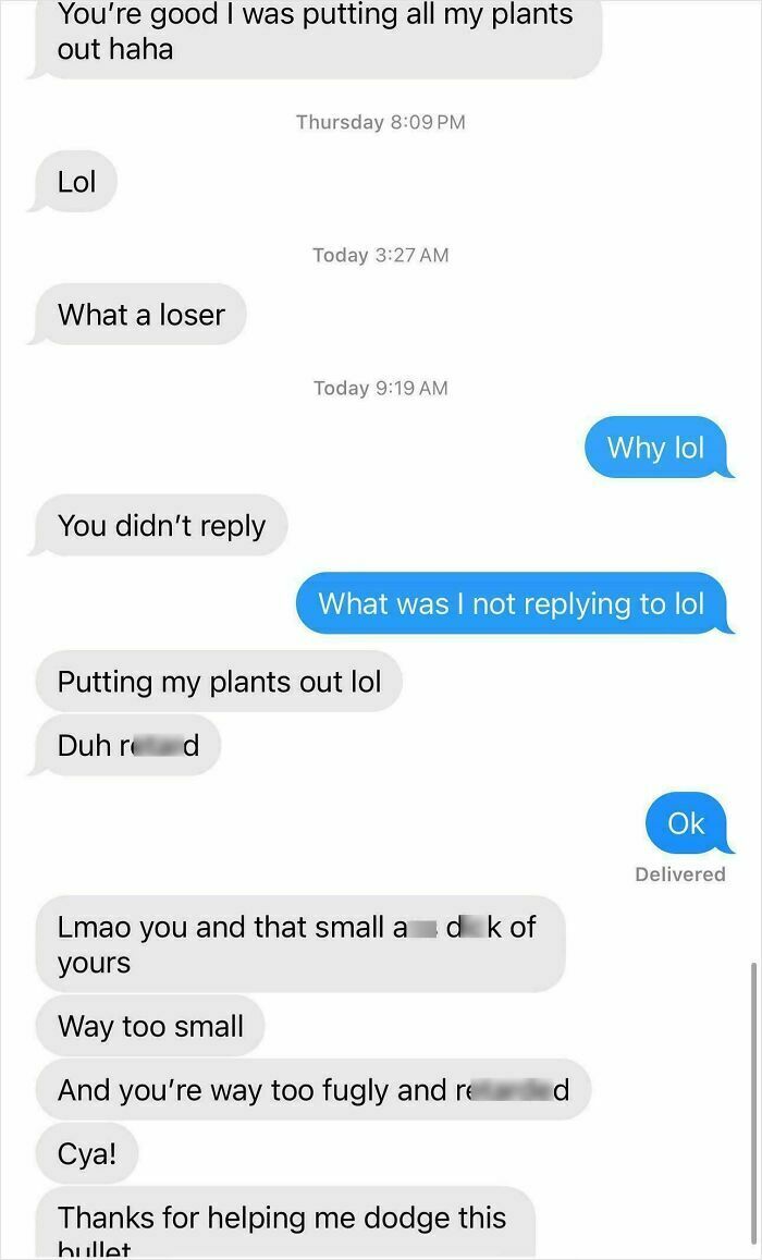Toxic text message exchange showing insults and rude language between people, illustrating nice girls toxic behavior.