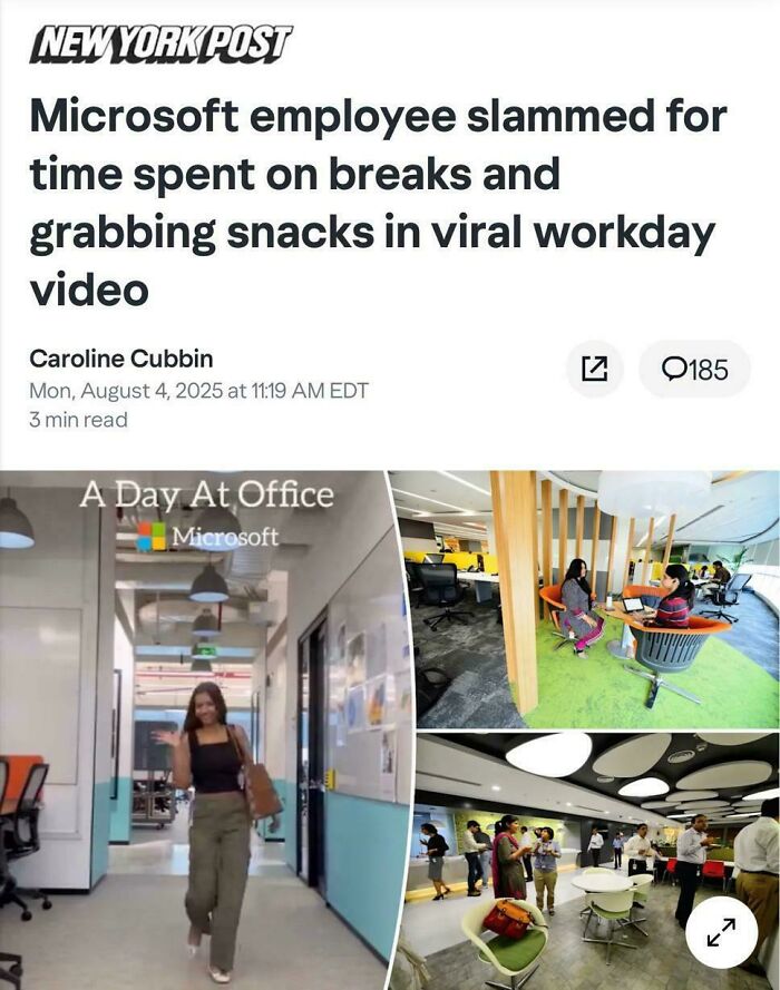 Microsoft employee in office environment highlights outrageous job requirements that made people nope out quickly.