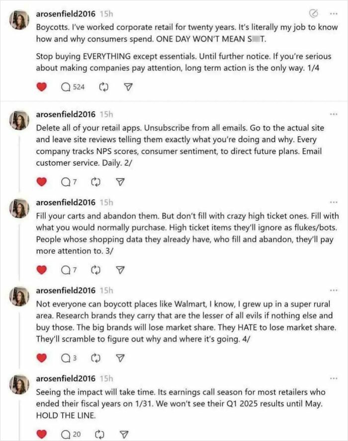 Social media posts discussing consumer behavior and strategies highlighting the impact of bad consumerism today.